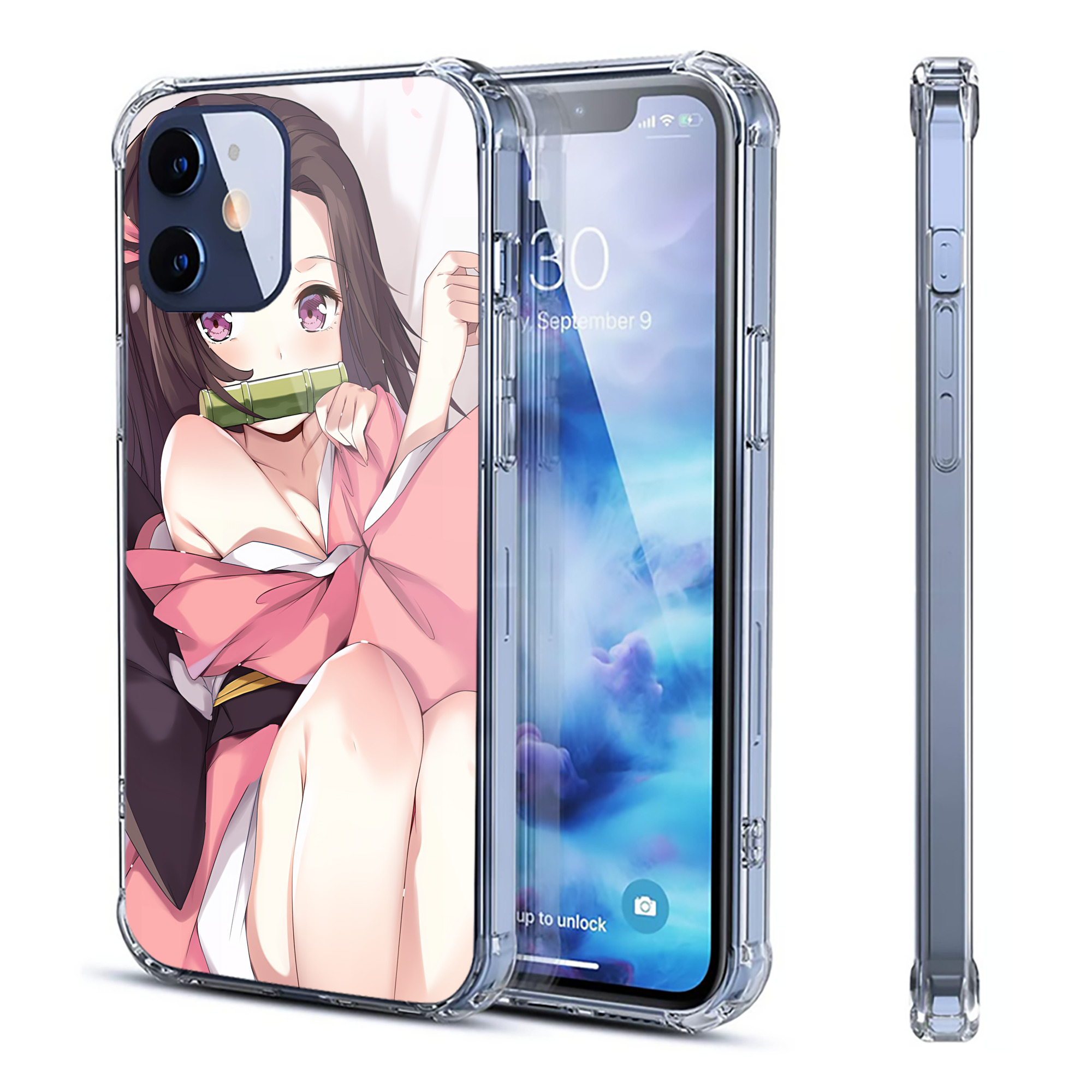 （画像用） 鬼滅の刃（きめつのやいば）竈門 禰󠄀豆子／かまど ねずこ Kamado Nezuko 【iPhone 12シリーズ対応】透明スマホケース（クリアソフトケース）